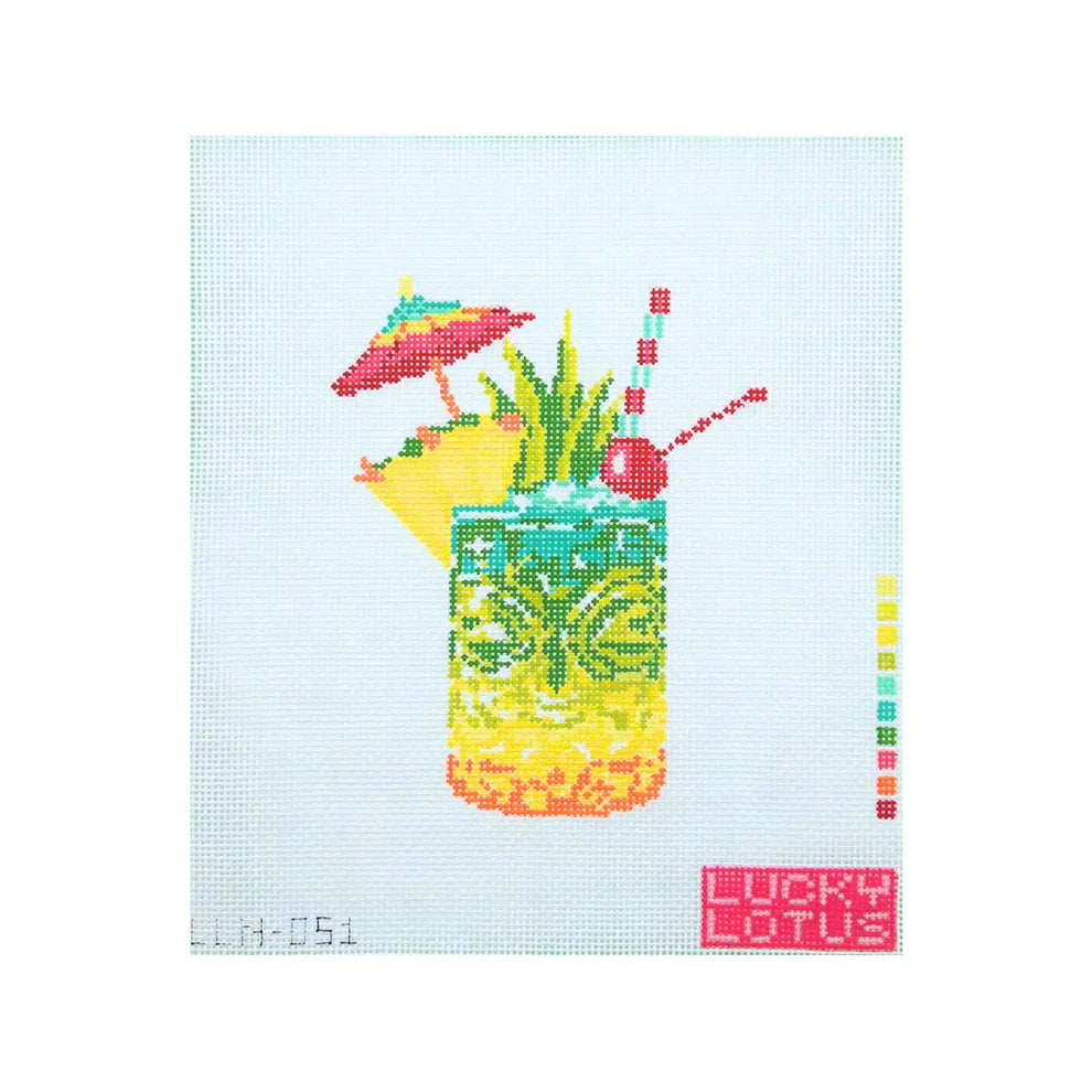 Tiki Cocktail Needlepoint Canvas