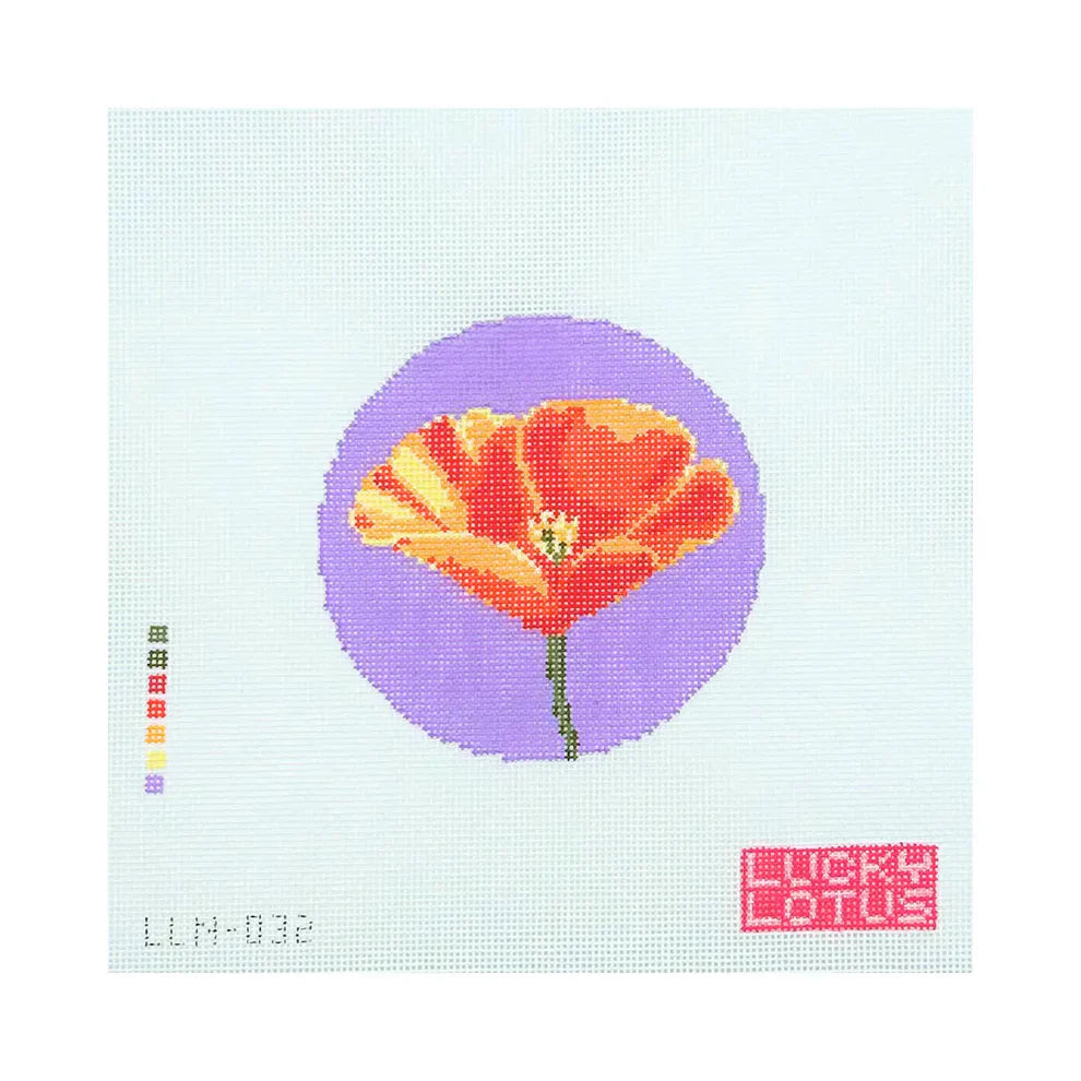 Flowers of America: Poppy California Needlepoint Canvas