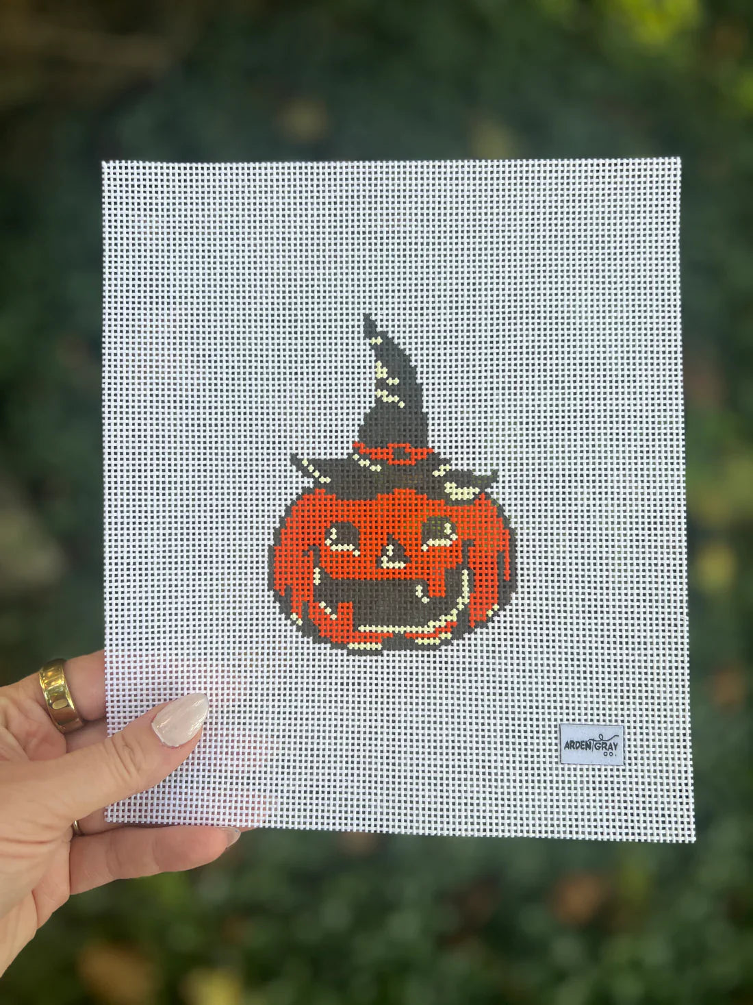 Vintage Witch Pumpkin Needlepoint Canvas