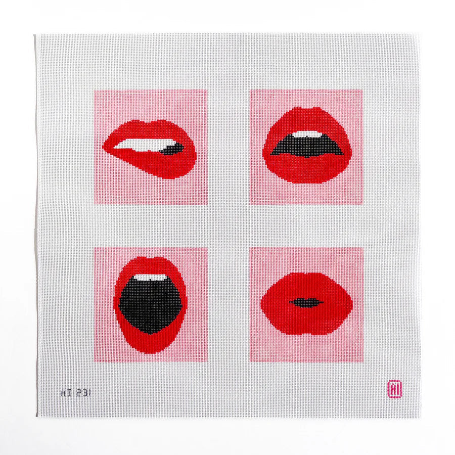 Red Lips Coaster Set Needlepoint Canvas