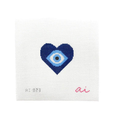 Translation missing: en.Navy Heart Evil Eye Needlepoint Canvas