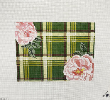 Translation missing: en.Green Plaid with Flower Needlepoint Canvas