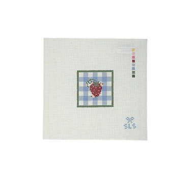 Translation missing: en.Strawberry &amp; Gingham Mini Blue Needlepoint Canvas