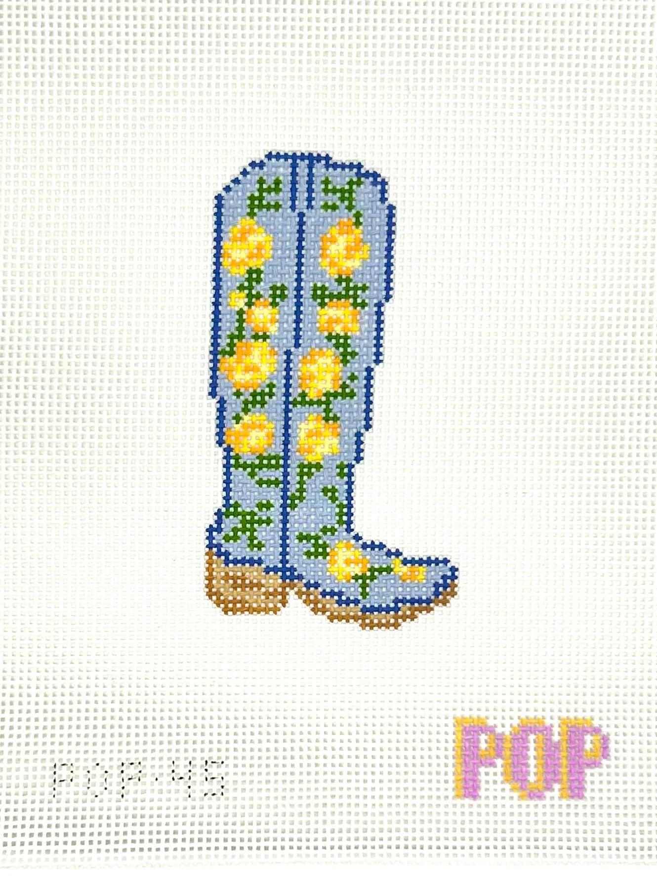 Yellow Rose Boot Needlepoint Canvas