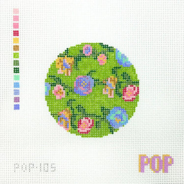 Translation missing: en.Floral Vine Round- Green Needlepoint Canvas