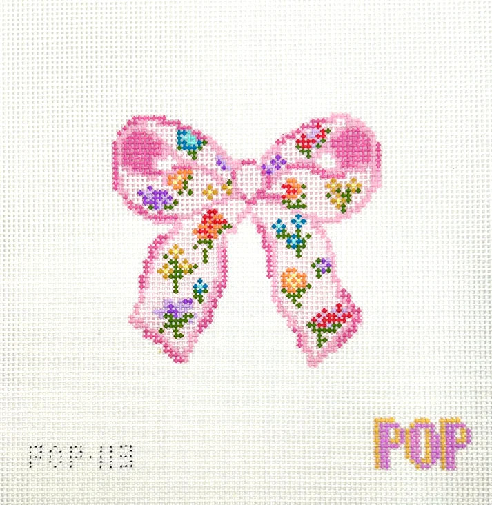 Floral Bow- Pink Needlepoint Canvas