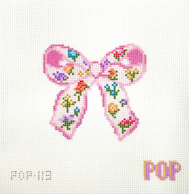 Translation missing: en.Floral Bow- Pink Needlepoint Canvas