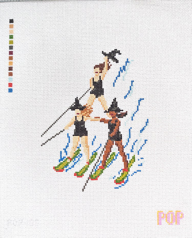 Translation missing: en.Water Skiing Witches Needlepoint Canvas