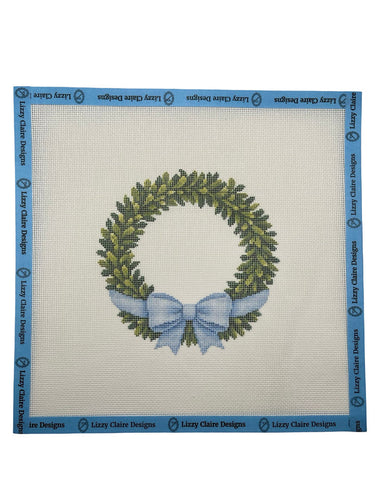 Translation missing: en.Boxwood Wreath with Bow Needlepoint Canvas