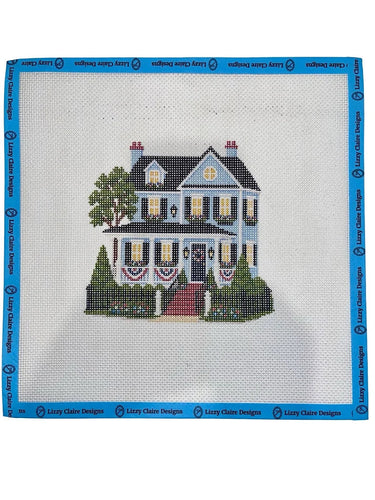 Translation missing: en.Happy Neighborhood Patriotic House Needlepoint Canvas