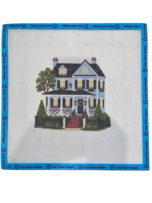 Happy Neighborhood Patriotic House Needlepoint Canvas