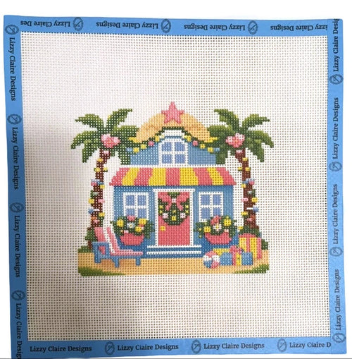 Happy Neighborhood Beach House Needlepoint Canvas