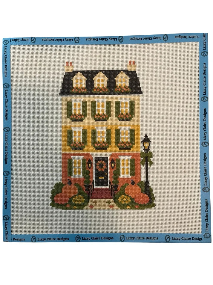Happy Neighborhood Candy Corn Townhouse Needlepoint Canvas