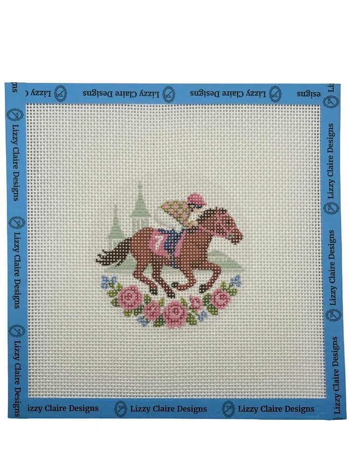 Lucky Lizzie Horse with Jockey Needlepoint Canvas