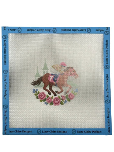 Translation missing: en.Lucky Lizzie Horse with Jockey Needlepoint Canvas