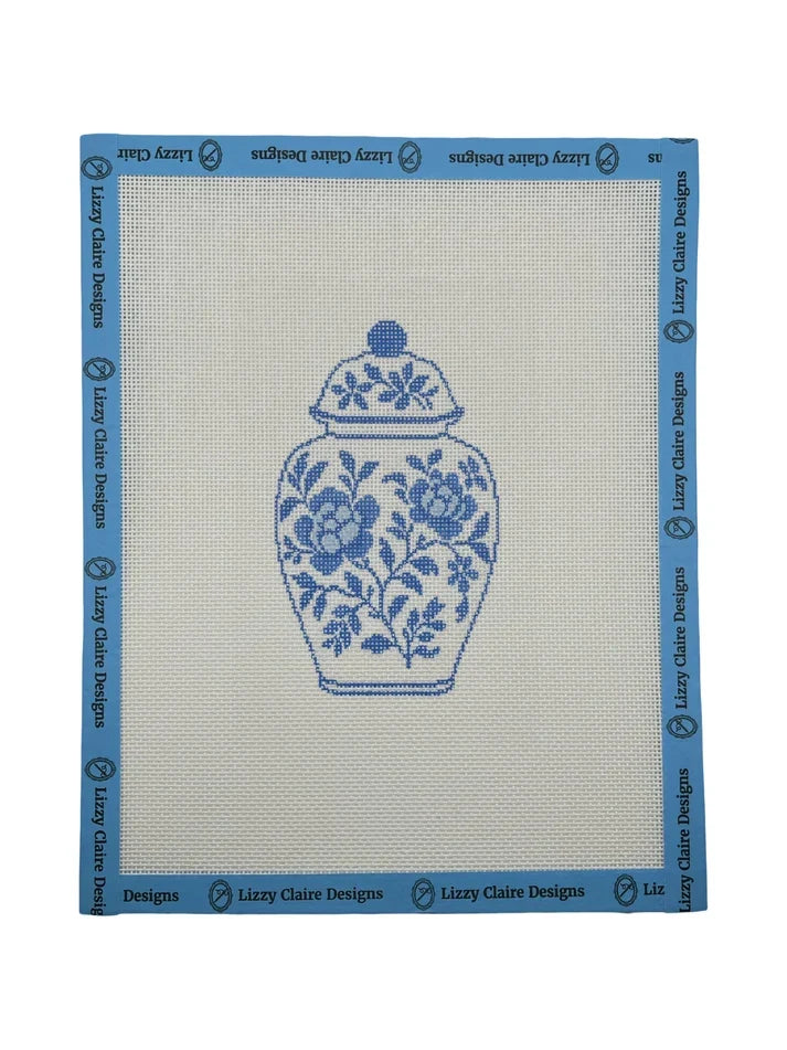 Blue and White Chinoiserie Ginger Jar Needlepoint Canvas