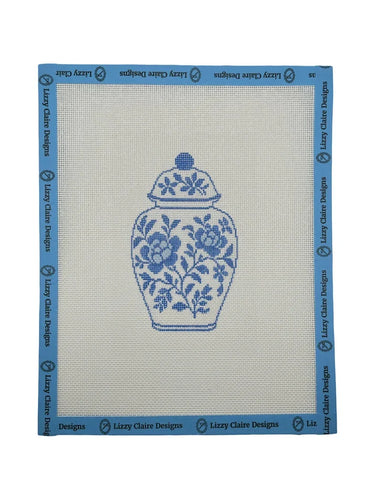 Translation missing: en.Blue and White Chinoiserie Ginger Jar Needlepoint Canvas