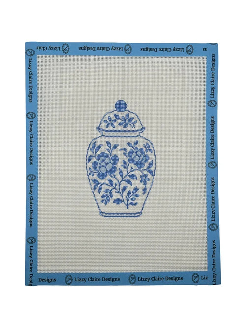Blue and White Chinoiserie Ginger Jar Needlepoint Canvas