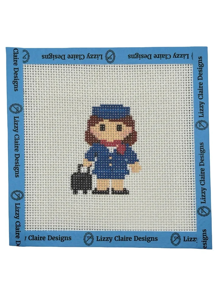 Flight Attendant Lizzy Claire Needlepoint Canvas