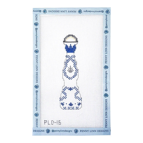 Blue & White Tequila Bottle Needlepoint Canvas
