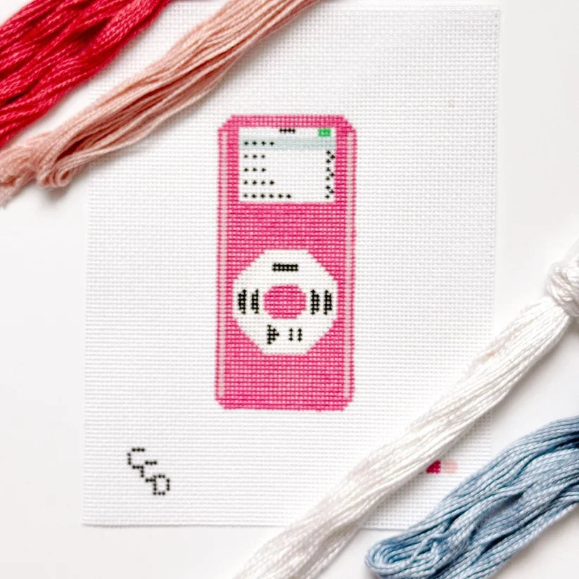 Y2K MP3 Player Pink Needlepoint Canvas