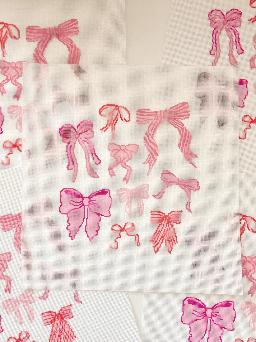 Coquette Bow 8" Pillow Design Needlepoint Canvas