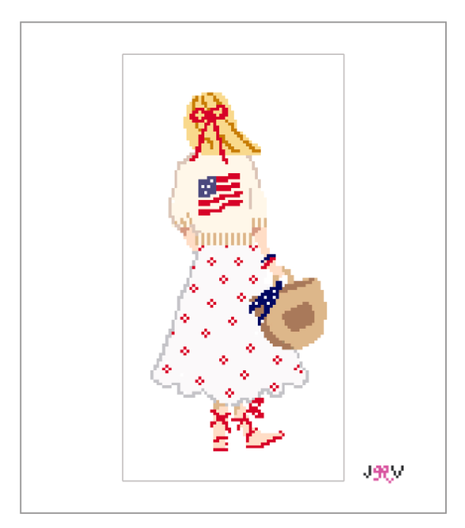 Flag Girl Needlepoint Canvas by Jennifer Vallez