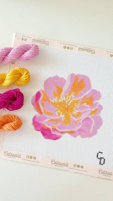 Translation missing: en.Pink Flower Needlepoint Canvas