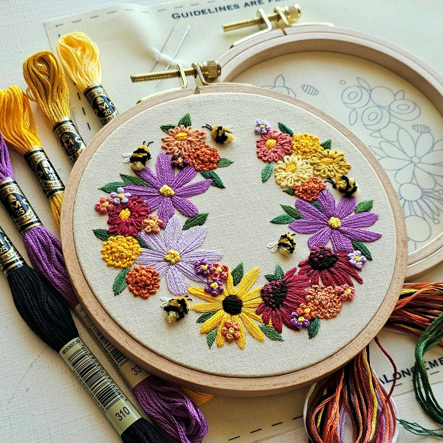 Bumblebee Bouquet Embroidery Kit by Jessica Long