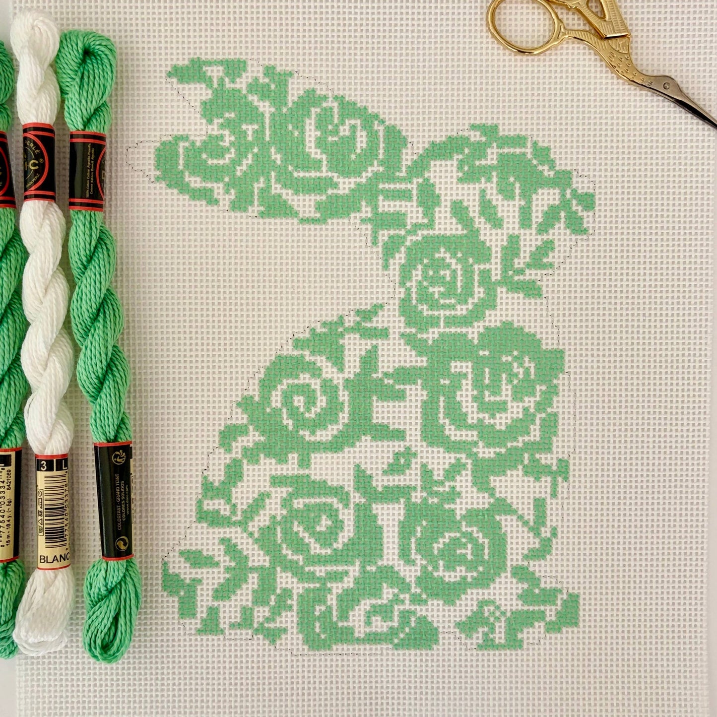 Spring Green Floral Easter Bunny Canvas by Mercy Bird