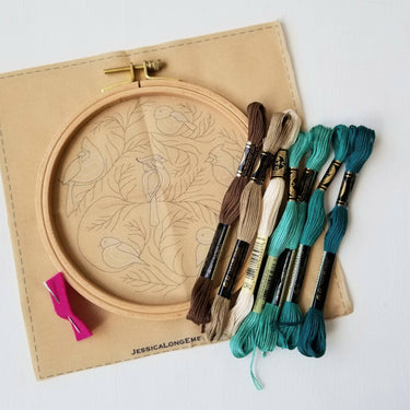Translation missing: en.Winter Birds Embroidery Kit by Jessica Long