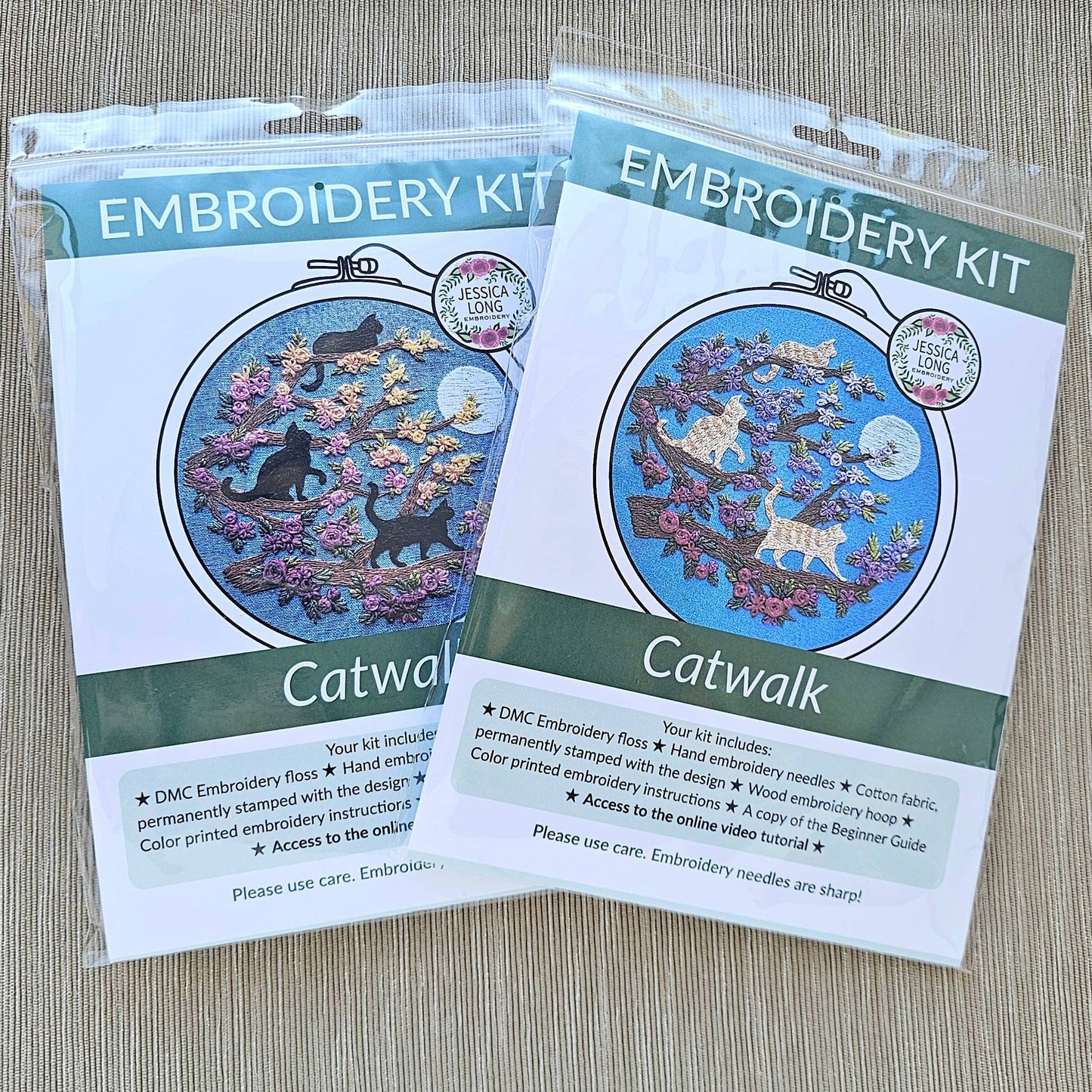 Cats & Full Moon Embroidery Kit by Jessica Long