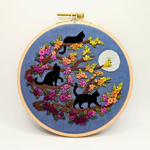 Cats & Full Moon Embroidery Kit by Jessica Long