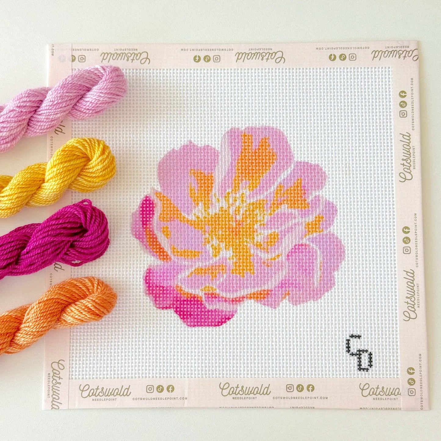 Pink Flower Needlepoint Canvas