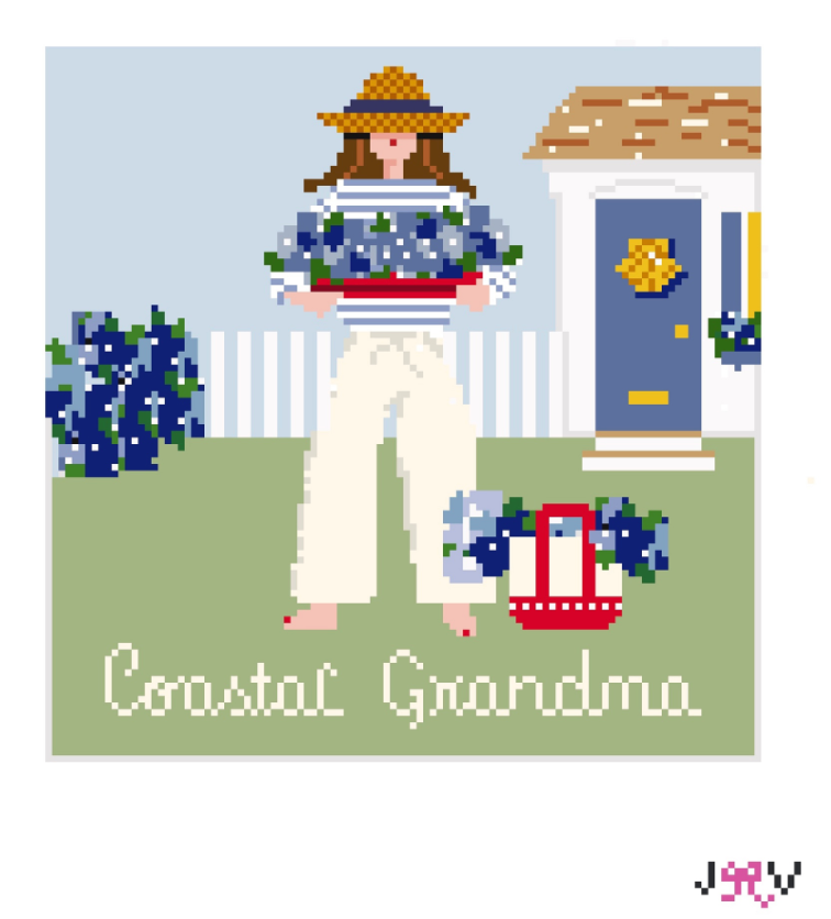 Coastal Grandma Needlepoint Canvas by Jennifer Vallez