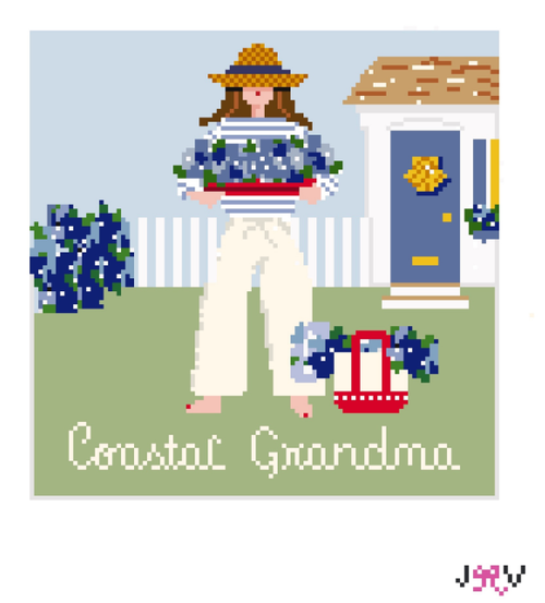 Coastal Grandma Needlepoint Canvas by Jennifer Vallez