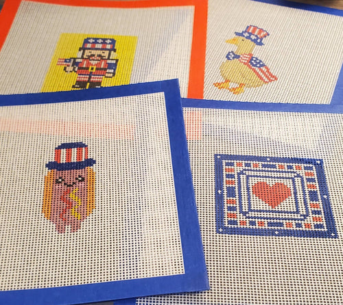 Hot Dog Americana Needlepoint Canvas