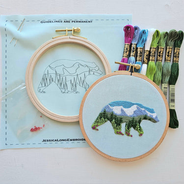 Translation missing: en.Mountain Bear Embroidery Kit by Jessica Long