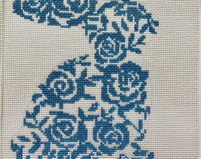 Blue Floral Easter Bunny Canvas by Mercy Bird