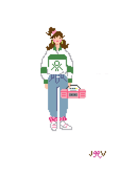 80's Girl Needlepoint Canvas