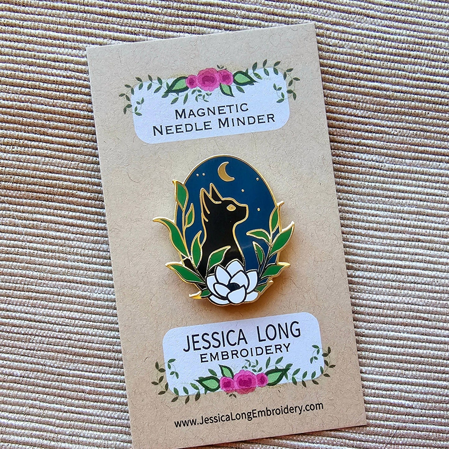 Black Cat Enamel Needle Minder by Jessica Long