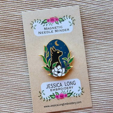 Translation missing: en.Black Cat Enamel Needle Minder by Jessica Long