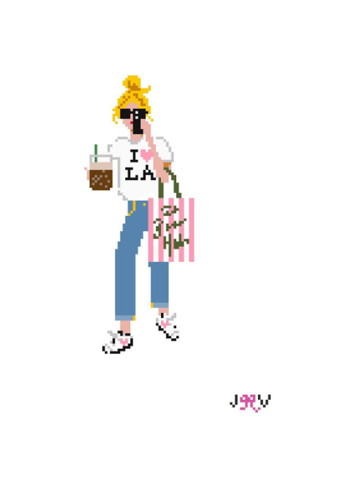 LA Girl Needlepoint Canvas by Jennifer Vallez