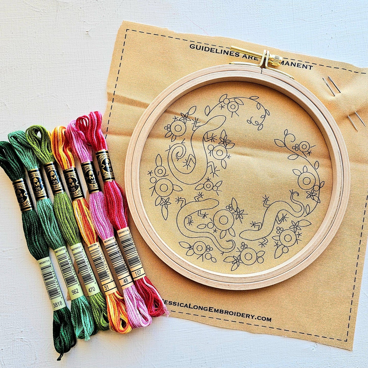 Backyard Geckos Embroidery Kit by Jessica Long