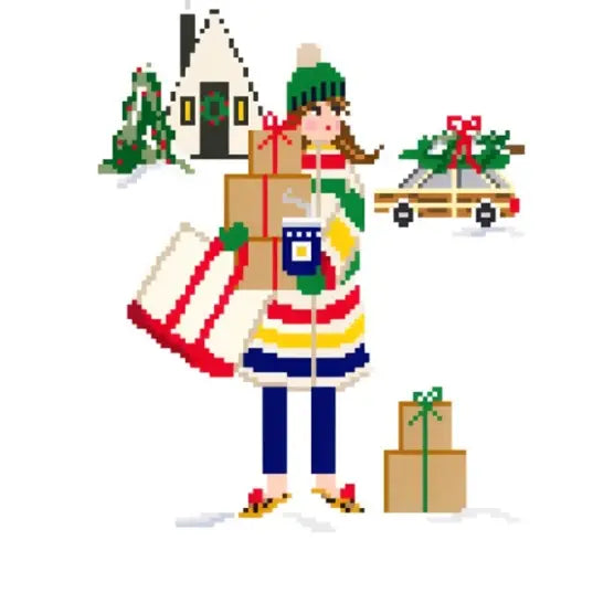 JV237 Brown Paper Packages Needlepoint Canvas