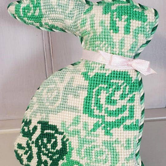 Spring Green Floral Easter Bunny Canvas by Mercy Bird