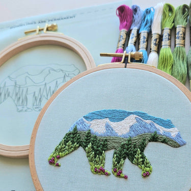 Translation missing: en.Mountain Bear Embroidery Kit by Jessica Long