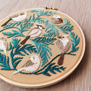 Translation missing: en.Winter Birds Embroidery Kit by Jessica Long