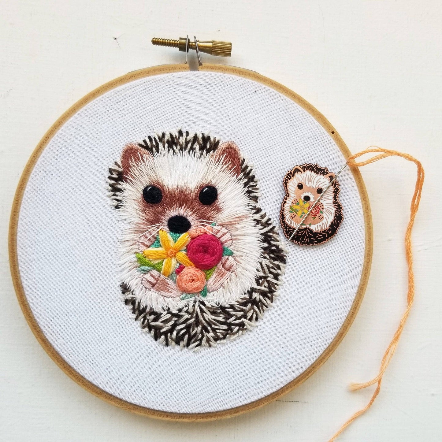Hedgehog Enamel Needle Minder by Jessica Long