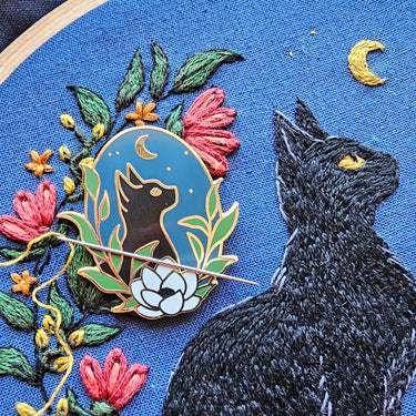 Translation missing: en.Black Cat Enamel Needle Minder by Jessica Long
